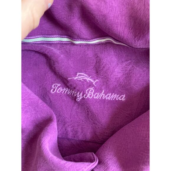 Tommy Bahama Button Shirt XXL Short Sleeve Purple Pocket Beach Casual Mens 2XL - Picture 7 of 12